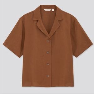 Uniqlo WOMEN LINEN BLEND SHORT-SLEEVE SHIRT